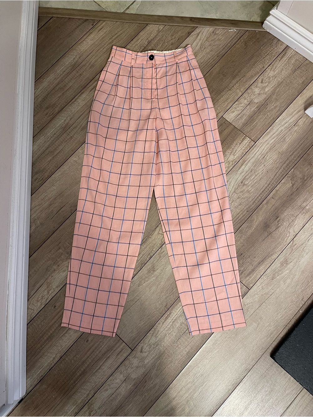 Paul Smith Pink Windowpane Check Linen Blend Pantsuit Size 36 - Picture 8 of 16